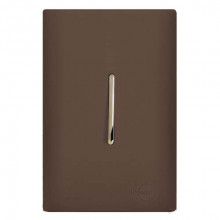 Conjunto Interruptor Intermediario Vertical 4x2 - Novara Marrom Fosco Gold